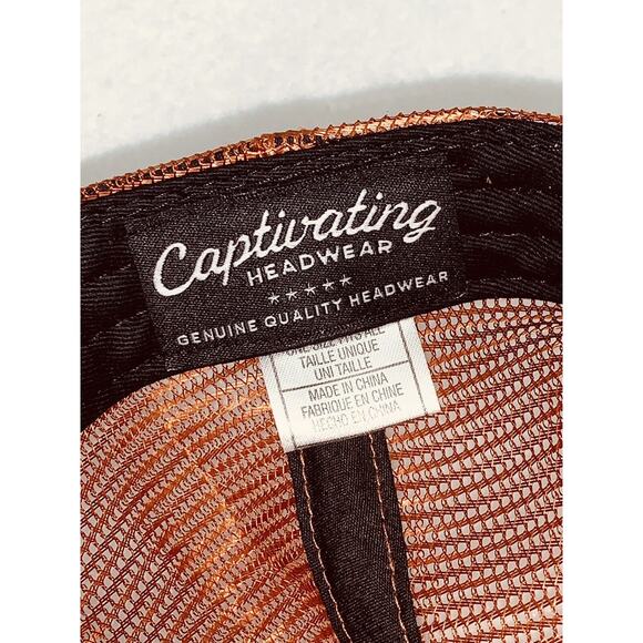 Lakeside Bait & Tackle Trucker Hat Cap Mesh Snapback Sewn Burnt Sienna Black - Picture 7 of 10